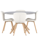 Jídelní stůl Piazza – přírodní / tmavě šedý stříkací kámen + jídelní židle Lilja – dub / béžová látka _4