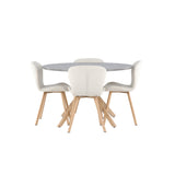 Jídelní stůl Piazza – přírodní / tmavě šedý stříkací kámen + jídelní židle Lilja – dub / béžová látka _4