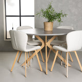 Jídelní stůl Piazza – přírodní / tmavě šedý stříkací kámen + jídelní židle Lilja – dub / béžová látka _4