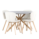 Jídelní stůl Piazza – přírodní / tmavě šedý stříkací kámen + jídelní židle Lilja – dub / béžová látka _4