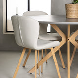 Jídelní stůl Piazza – přírodní / tmavě šedý stříkací kámen + jídelní židle Lilja – dub / béžová látka _4