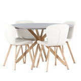 Jídelní stůl Piazza – přírodní / tmavě šedý stříkací kámen + jídelní židle Lilja – dub / béžová látka _4