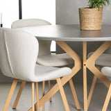 Jídelní stůl Piazza – přírodní / tmavě šedý stříkací kámen + jídelní židle Lilja – dub / béžová látka _4