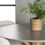 Jídelní stůl Piazza – přírodní / tmavě šedý stříkací kámen + jídelní židle Lilja – dub / béžová látka _4