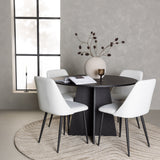 Bootcut kulatý jídelní stůl - černá / černá Fanéer + noční jídelní židle - černá / bílá PU _4