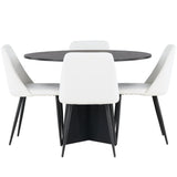 Bootcut kulatý jídelní stůl - černá / černá Fanéer + noční jídelní židle - černá / bílá PU _4