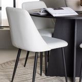 Bootcut kulatý jídelní stůl - černá / černá Fanéer + noční jídelní židle - černá / bílá PU _4