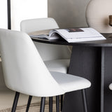 Bootcut kulatý jídelní stůl - černá / černá Fanéer + noční jídelní židle - černá / bílá PU _4