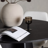 Bootcut kulatý jídelní stůl - černá / černá Fanéer + noční jídelní židle - černá / bílá PU _4