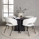 Bootcut kulatý jídelní stůl - černá / černá Fanéer + denní jídelní židle - matná černá / bílé prádlo _4