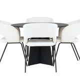 Bootcut kulatý jídelní stůl - černá / černá Fanéer + denní jídelní židle - matná černá / bílé prádlo _4