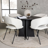 Bootcut kulatý jídelní stůl - černá / černá Fanéer + denní jídelní židle - matná černá / bílé prádlo _4