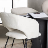 Bootcut kulatý jídelní stůl - černá / černá Fanéer + denní jídelní židle - matná černá / bílé prádlo _4