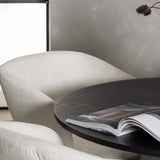 Bootcut kulatý jídelní stůl - černá / černá Fanéer + denní jídelní židle - matná černá / bílé prádlo _4