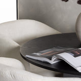 Bootcut kulatý jídelní stůl - černá / černá Fanéer + denní jídelní židle - matná černá / bílé prádlo _4