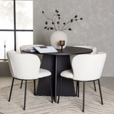 Bootcut kulatý jídelní stůl - černá / černá Fanéer + jídelní židle Edina - černá / bílá Boucle _4