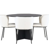 Bootcut kulatý jídelní stůl - černá / černá Fanéer + jídelní židle Edina - černá / bílá Boucle _4