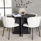 Bootcut kulatý jídelní stůl - černá / černá Fanéer + jídelní židle Edina - černá / bílá Boucle _4