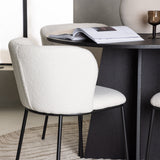 Bootcut kulatý jídelní stůl - černá / černá Fanéer + jídelní židle Edina - černá / bílá Boucle _4