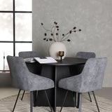 Bootcut kulatý jídelní stůl - černá / černá Fanéer + jídelní židle Rosie - černá / tmavě šedá látka _4