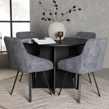 Bootcut kulatý jídelní stůl - černá / černá Fanéer + jídelní židle Rosie - černá / tmavě šedá látka _4