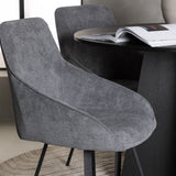 Bootcut kulatý jídelní stůl - černá / černá Fanéer + jídelní židle Rosie - černá / tmavě šedá látka _4