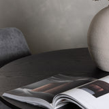 Bootcut kulatý jídelní stůl - černá / černá Fanéer + jídelní židle Rosie - černá / tmavě šedá látka _4