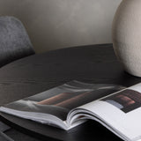 Bootcut kulatý jídelní stůl - černá / černá Fanéer + jídelní židle Rosie - černá / tmavě šedá látka _4