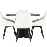 Kulatý jídelní stůl Bootcut – černá / černá Fanéer + jídelní židle Rosie – černá / béžová látka _4