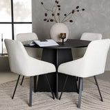 Kulatý jídelní stůl Bootcut – černá / černá Fanéer + jídelní židle Rosie – černá / béžová látka _4