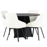 Kulatý jídelní stůl Bootcut – černá / černá Fanéer + jídelní židle Rosie – černá / béžová látka _4