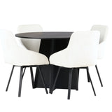 Kulatý jídelní stůl Bootcut – černá / černá Fanéer + jídelní židle Rosie – černá / béžová látka _4