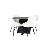 Kulatý jídelní stůl Bootcut – černá / černá Fanéer + jídelní židle Rosie – černá / béžová látka _4