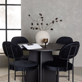 Kulatý jídelní stůl Bootcut - Černá / Černá Fanéer + Jídelní židle Stella - Černá / Černá Velvet _4