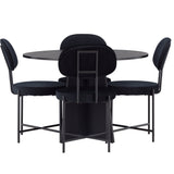 Kulatý jídelní stůl Bootcut - Černá / Černá Fanéer + Jídelní židle Stella - Černá / Černá Velvet _4