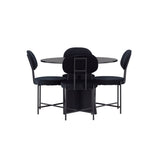 Kulatý jídelní stůl Bootcut - Černá / Černá Fanéer + Jídelní židle Stella - Černá / Černá Velvet _4