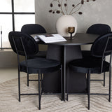 Kulatý jídelní stůl Bootcut - Černá / Černá Fanéer + Jídelní židle Stella - Černá / Černá Velvet _4