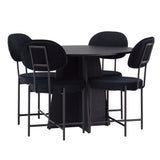 Kulatý jídelní stůl Bootcut - Černá / Černá Fanéer + Jídelní židle Stella - Černá / Černá Velvet _4