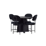 Kulatý jídelní stůl Bootcut - Černá / Černá Fanéer + Jídelní židle Stella - Černá / Černá Velvet _4