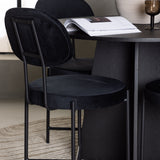 Kulatý jídelní stůl Bootcut - Černá / Černá Fanéer + Jídelní židle Stella - Černá / Černá Velvet _4
