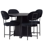 Kulatý jídelní stůl Bootcut - Černá / Černá Fanéer + Jídelní židle Stella - Černá / Černá Velvet _4