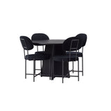 Kulatý jídelní stůl Bootcut - Černá / Černá Fanéer + Jídelní židle Stella - Černá / Černá Velvet _4