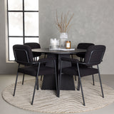 Kulatý jídelní stůl Bootcut - Černá / Černá Fanéer + Jídelní židle Yesterday - Černá / Černá Boucle _4