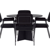 Kulatý jídelní stůl Bootcut - Černá / Černá Fanéer + Jídelní židle Yesterday - Černá / Černá Boucle _4