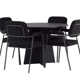 Kulatý jídelní stůl Bootcut - Černá / Černá Fanéer + Jídelní židle Yesterday - Černá / Černá Boucle _4