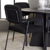 Kulatý jídelní stůl Bootcut - Černá / Černá Fanéer + Jídelní židle Yesterday - Černá / Černá Boucle _4