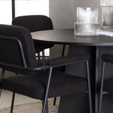 Kulatý jídelní stůl Bootcut - Černá / Černá Fanéer + Jídelní židle Yesterday - Černá / Černá Boucle _4