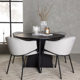 Bootcut kulatý jídelní stůl - černá / černá Fanéer + jídelní židle Evelina - černá / světle šedá Velvet _4