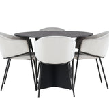 Bootcut kulatý jídelní stůl - černá / černá Fanéer + jídelní židle Evelina - černá / světle šedá Velvet _4