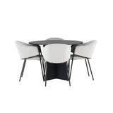 Bootcut kulatý jídelní stůl - černá / černá Fanéer + jídelní židle Evelina - černá / světle šedá Velvet _4